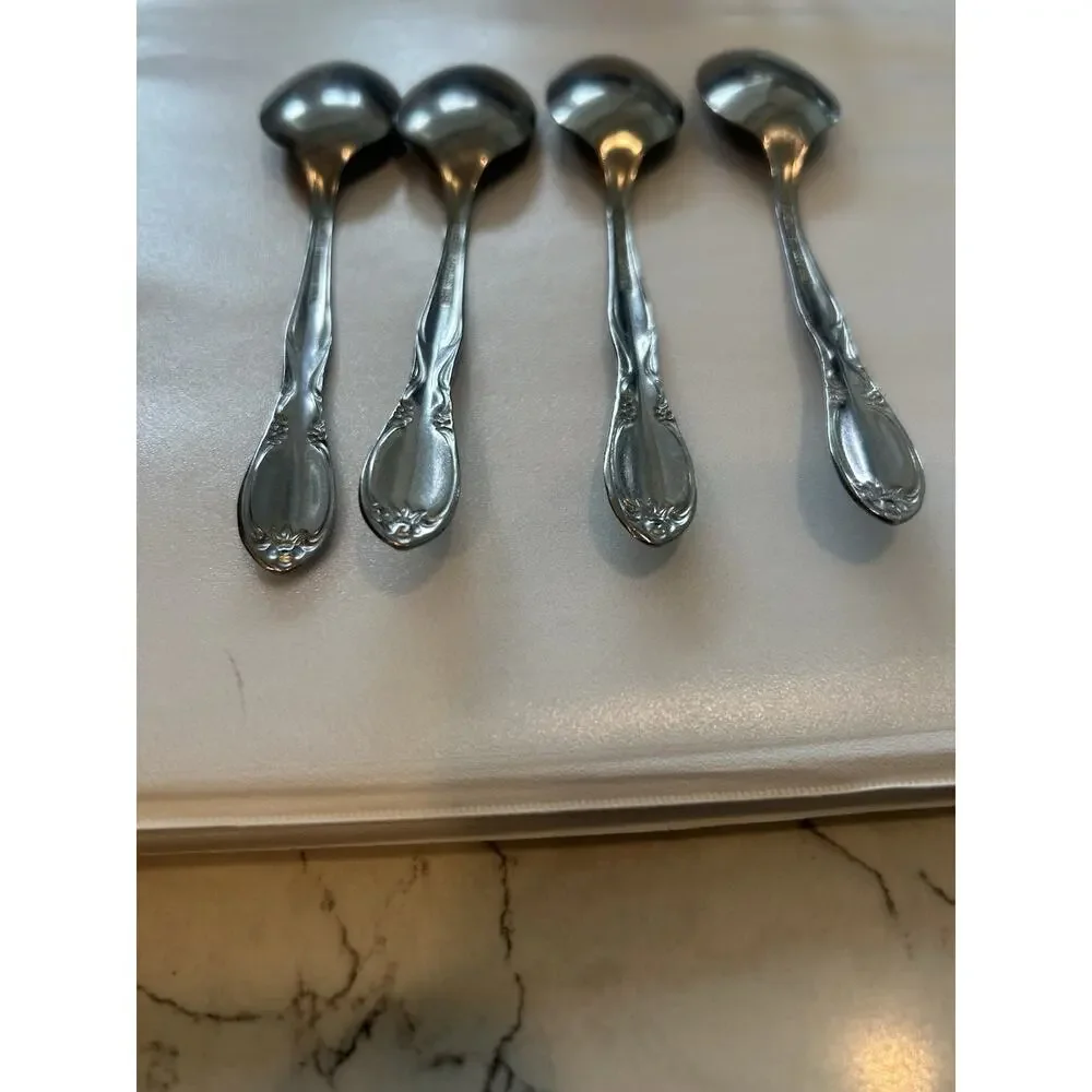 Vtg Superior International Chapel Hill Flatware Set of 4 Dessert Spoons 6” USA